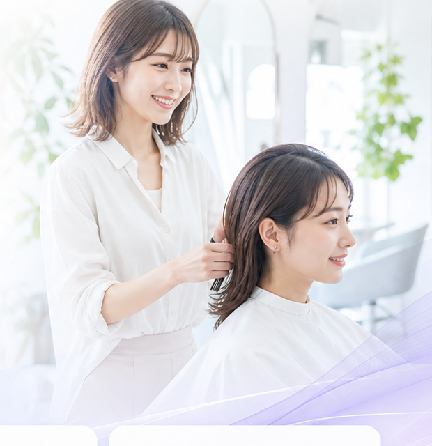美容サロンでAIを活用するスタイリスト